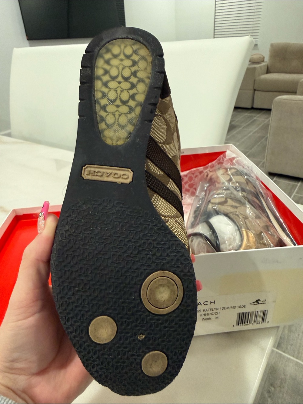 Coach Women’s Signature Logo Katelyn Sneaker in Brown and Gold - Picture 3 of 8